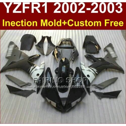 Hot sale custom fairing for YAMAHA black bodywork YZF1000 02 03 YZF R1 2002 2003 yzf r1 body parts Aftermarket +7gifts
