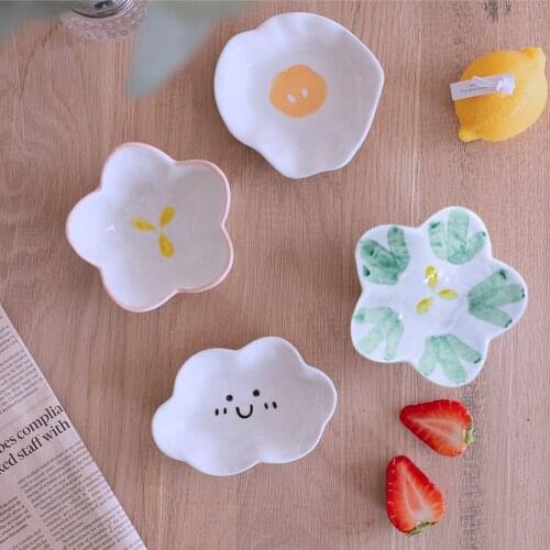 Cute Japanese Ceramic Seasoning Dish Hot Pot Mala Tang Dip Dish Ins Soy Sauce Vinegar Bowl Small Dish Seasoning Dish