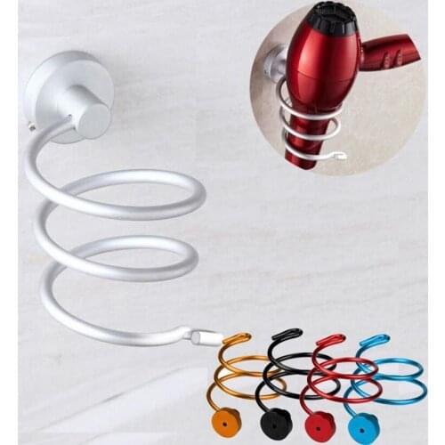 Multi-function Durable Aluminum Bathroom Wall Shelf Wall-mounted HairDryer Rack Storage Hairdryer Support Holder Spiral Stand