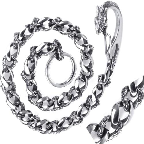 316L Stainless Steel Mens Biker Belts Vintage Dragon Head Clasp Wallet Key Chains Hip Hop Trousers Jeans Chains Chains for Pants