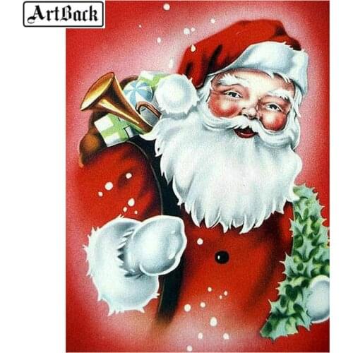 New diy 5d diamond painting santa claus full square diamond mosaic winter snow landscape sticker kids gift