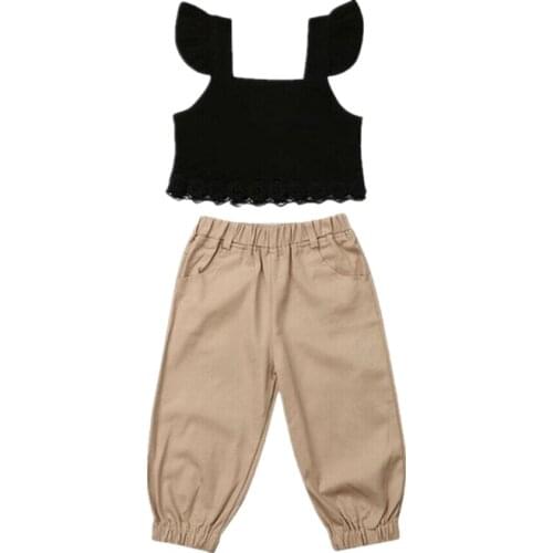 Girl Clothes 2019 Toddler Girl Clothes Summer 2pcs Toddler Baby Kid Girl Cool Clothes Crop Tops T-shirt+Long Pants Outfit Set
