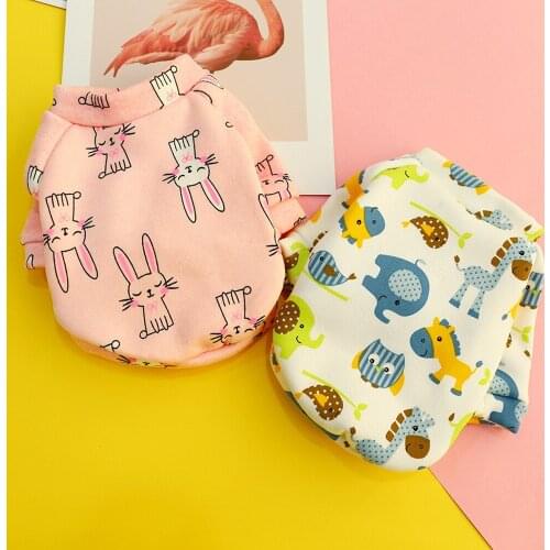 XS-XL Pet Autumn Winter Dog Clothes French Bulldog Chihuahua Yorkie Small Dogs Cats Puppy Jackets Cute Cartoon Print Dog Shirt