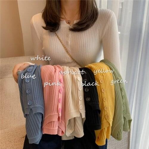 Highneck Sweaters Pullover Slim Female High Quality Top 2021 Knitted Women Button Sweater Pullovers Spring Autumn Basic Women