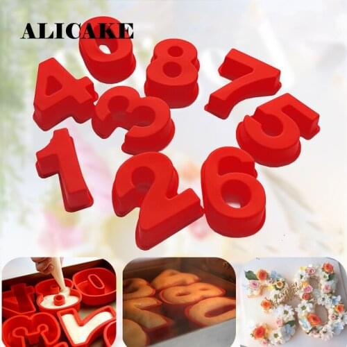 Figure Silicone Cake Mold for Chocolate 6 Inch Fondant Cookie Biscuit Mould Numbers 1 to 9 Arabic Numerals Mold Baking Tools