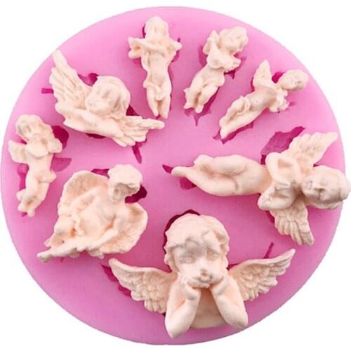 Angel Baby Pink Silicone Mold Chocolate Candy Molds Fondant Cake Decorating Tools DIY Cake Pastry Baking Moulds