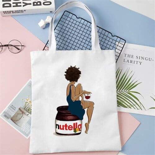 Nutella Cute Graphic Print Handbag Female Kawaii Shopping Bags Cartoon Harajuku Fashion Aesthetic White Large Capacity Bag