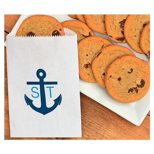 Custom Anchor Monogram wedding candy Buffet treat donut favor gift bags Bakery Cookie Favor pouches