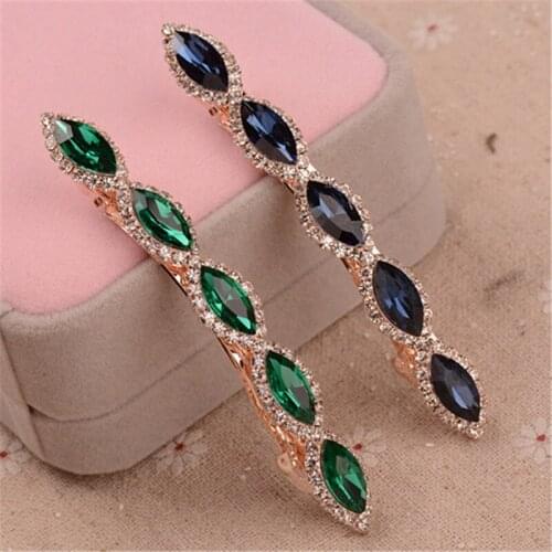 High Quality 7 Color Rhinestone Crystal Barrettes Bride Hair Wedding Accessories Gold Color Metal Hair Clip Fashion Hair Jewelry