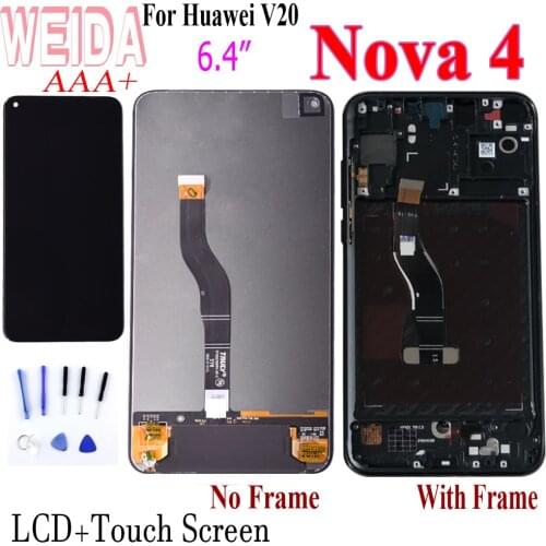 WEIDA 6.4" LCD For Huawei Honor V20 LCD Display Touch Screen Replacement For Huawei Nova 4 LCD View 20 PCT-L29 replacement