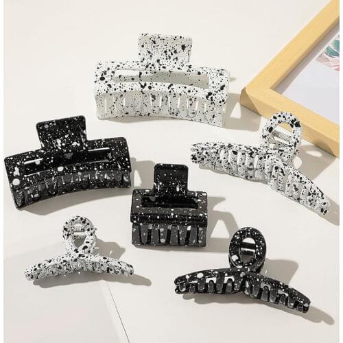 Large Size Hair Claws Korean Headwear Hair Crab Clamp Milk Cow Color Geometric Hair Clip Vintage Acrylic Hairpins Hair Accessory