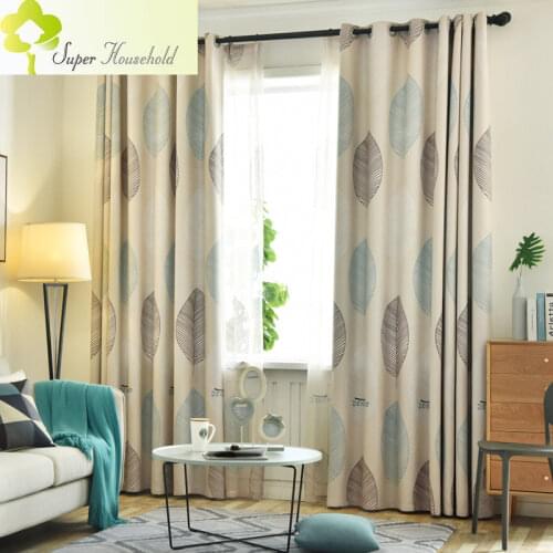Nordic Style Curtains Fabric Backout Shading Curtain For Bedroom Living Room Green Phoenix Leaf Window Screen Sheer Tulle Drapes