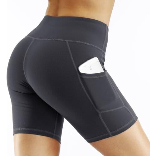 High Waist Womens Yoga Shorts Stretch Athletic Workout Running Deep Pockets Gym Booty Push Up Seamless Up Legging Workout