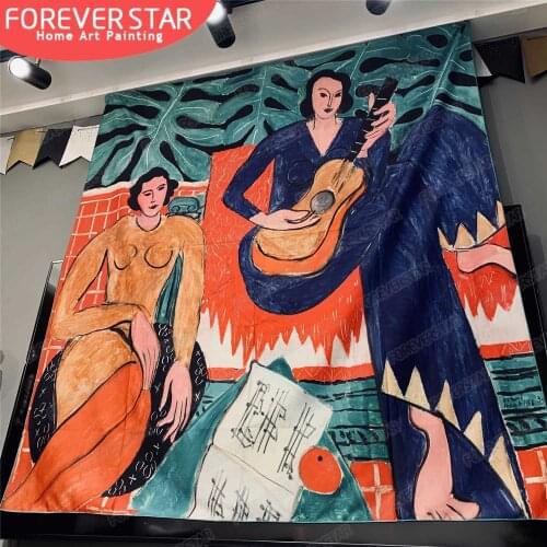 Guitar Woman Matisse Tapestry Art Bohemian Wall Hanging Bohemian Printed Microfiber Fabric Home Decoration Bedspread