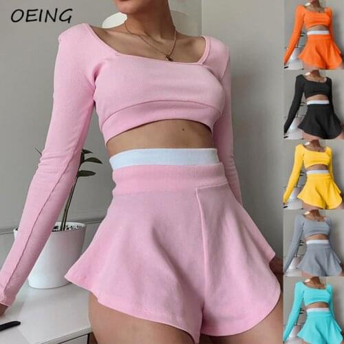 Plus Size Colorful Patchwork Tracksuit Two Piece Sets Outfits Long Sleeve Crop Tops and Skirt Sport Sweat Suits