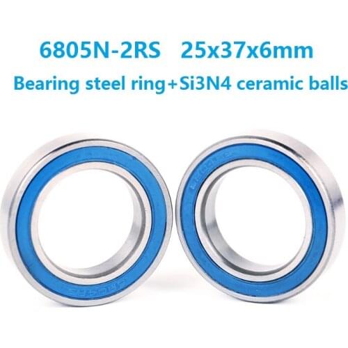10pcs/lot 6805N-2RS 6805N 6805N-RD 6805 2RS RS 25x37x6mm steel hybrid ceramic balls beaing Bicycle BB51 Bottom Hub