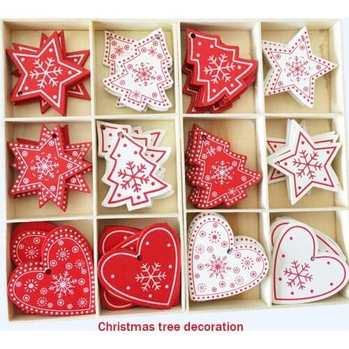10pcs New Year Natural Wood Christmas Tree Ornament Wooden Hanging Pendants Gifts Snow Elk Christmas Decora adornos de na