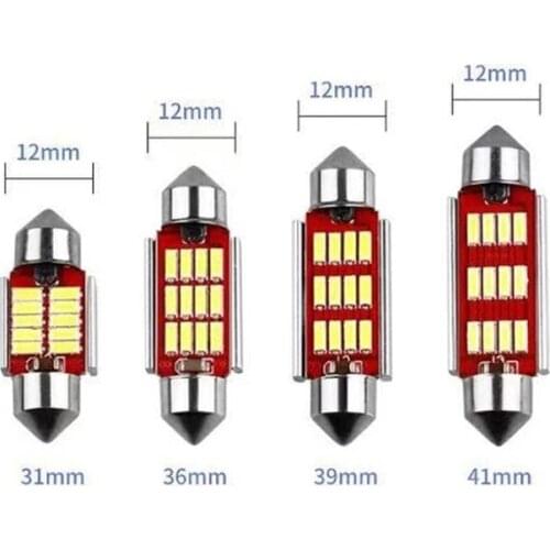 2*Car LED Light 300LM 6000K Double Pointed Reading Light 31 36 39 41mm Roof License Plate Light 4014 Decoding Instrument Light