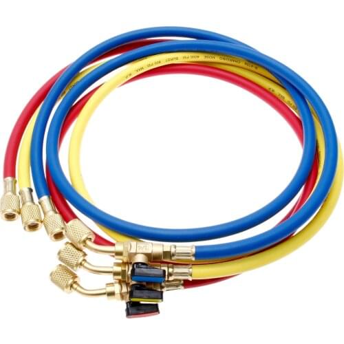 3Pcs 60" R134A R410a AC Charging Hose Set Ball Valves 800 PSI 1/4" SAE For Air Condition Refrigerant R134A W/ Strong Connectors