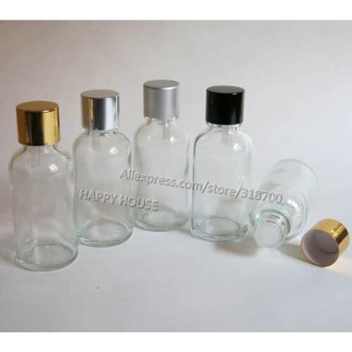 360pcs/lot Clear 30ml Boston Round Glass Bottles with Aluminum Lids,1OZ Transparent Glass Container