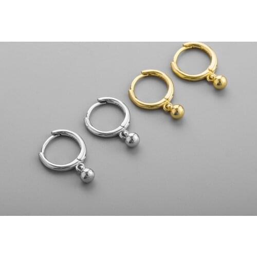 925 Sterling Silver Piercing Tassel Round Bead Hoop Earring For Women Girls Party Wedding Jewelry eh092