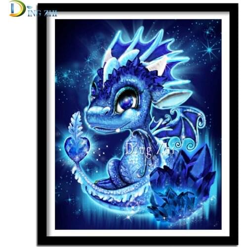 New Cartoon Blue Ice And Snow Dragon 5D DIY Full Round/Square Diamond Painting Cute Animal 3D Embroidery Cross Stitch Mosaic Art