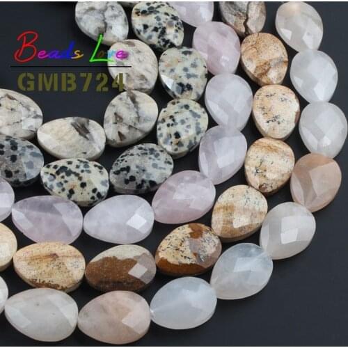 13X18MM Natural Stone Beads Faceted Water Drop Rose Quartzs Jaspers Loose Spacer Beads For Jewelry Making DIy Bracelet Necklace