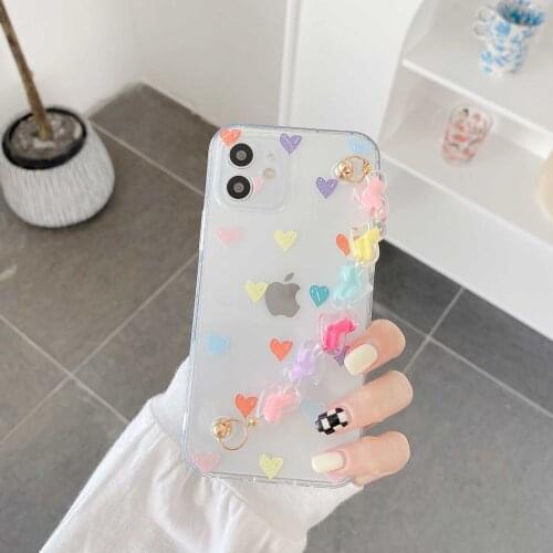 Transparent Love Heart Bracelet Phone Cover For iphone 12 X XR XS MAX 11 Pro 11Promax 7 8 Plus SE 2020 Cases Fundas capa para
