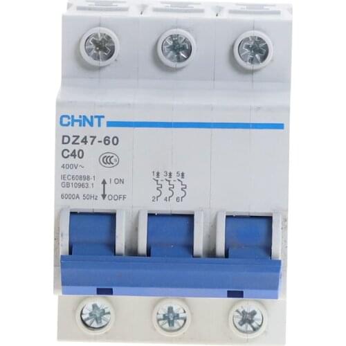 CHNT MCB Mini Household Circuit breaker C type DZ47-60 3 Pole 2Amp 400V