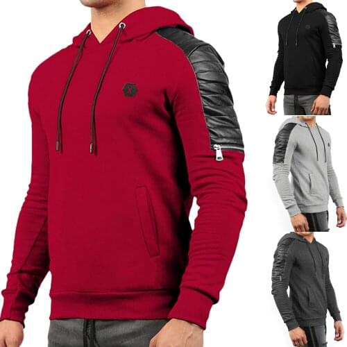 Cofekate sweatshirt men fashion clothes Long Sleeve color patchwork Hooded Sweatshirts Pullover Casual Mens Hoodie Plus Size