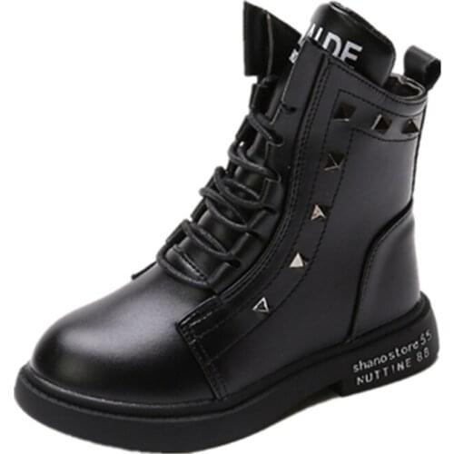 Childrens Martin Boots PU Leather 2021 New Boys Girls Soft Sole Short Fashion Boots British Style Kids Sport Shoes Baby Sneaker