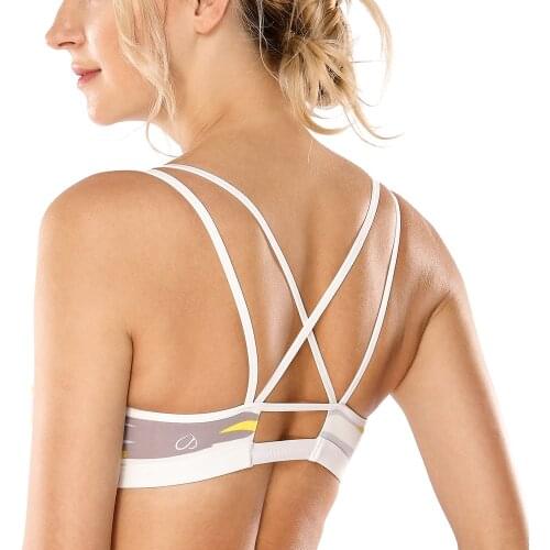 Womens Removable Padded Criss Cross Back Gym Strappy Yoga Sports Bra