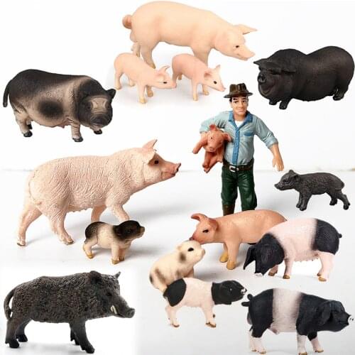 Simulated wild boar Pig Model Farm Animal Pig Family Set Figurines Action Figure Educational Toys for kids Home Decor