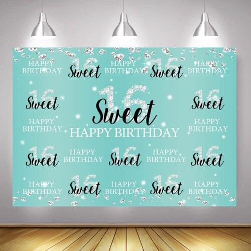 Sweet 16 Birthday Party Selfie Backdrop Girl Children Happy 16th Birthday Photography Background Decoration Photo Shoot Props