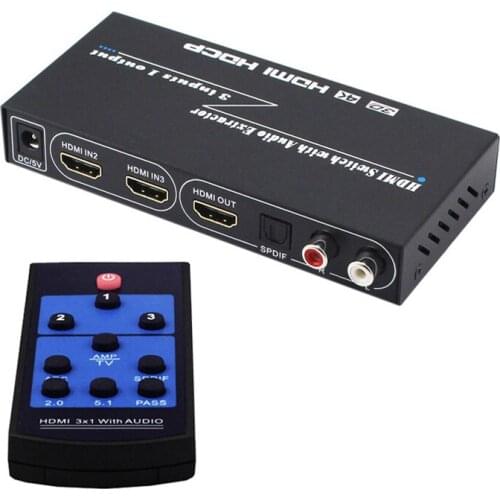 HDMI Switch 3x1 Audio Extractor SPIDF L/R output Switcher 3D IR ARC 7.1CH For PS4 TV XBox Computer PC DVD Amplifier HDTV Monitor