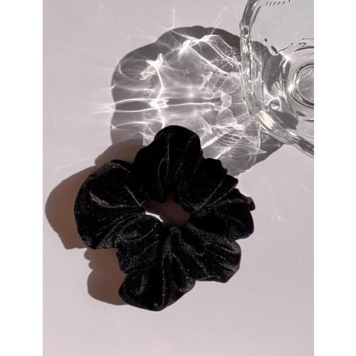 INS French retro simple velvet hair ring Korea pearl velvet ball head large intestine ring head rope