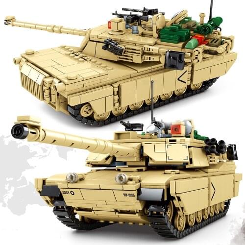 WW2 Building Blocks M1A2 Abrams Main Battle Military Tank FV4034 Challenger 2 Army City Bricks Leoprd 2A7+ Tank Toy for Kid Gift