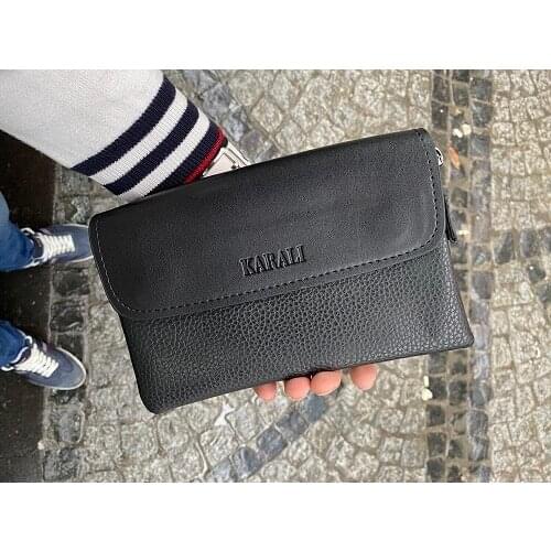 Karalı Leather Black Male Hand Bag Portfolio