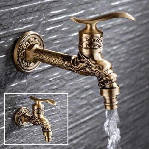 Brass Wall Mount Bibcock Bathroom Wall Mounted Single Cold Water Faucet Washing Machine Sink Mop Pool Outdoor Garden Faucet
