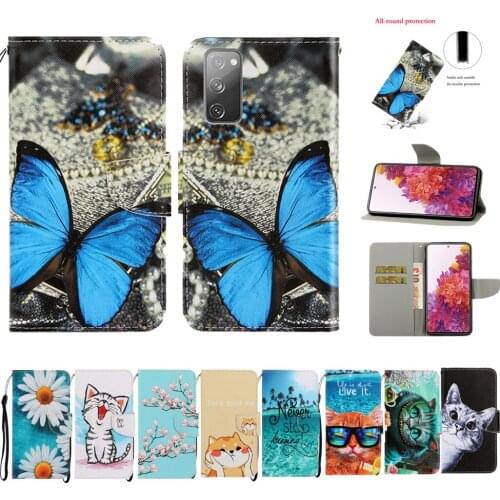 Magnetic Flip Wallet Case For Samsung Galaxy S20 FE Fundas Etui sFor Samsung Note 20 Ultra S20 Plus Painted PU Leather Phone Bag