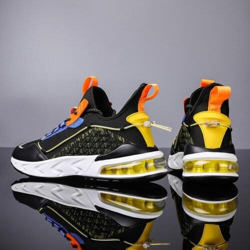 Trendy Mens Breathable Running Shoes High Quality Air Sole Cushioning Sneakers Outdoor Wear-resistant Comfortable Jogging Shoes