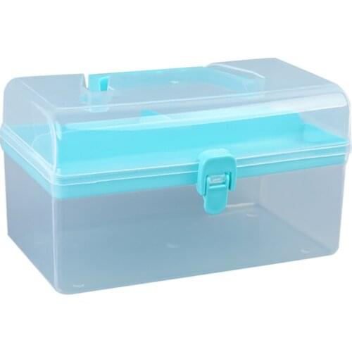 2 Layer Clear Plastic Tool Kits Storage Case With Handle Multipurpose Portable Tool Chest Cabinet Organizer Box Purple Pink Red