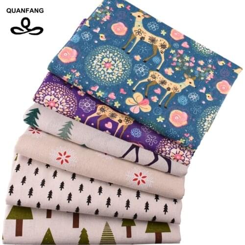 QUAN FANG 6pcs/lot,Purple series Printed Cotton Linen Fabric For Patchwork DIY Quilting & Sewing Placemat,Bags Materia 30x40cm
