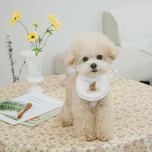 Dog Bibs Bandana Scarf Collar Happy Birthday Baby Bear Adjustable Pet Neckerchief Scarf Cotton Waterproof Saliva Chihuahua