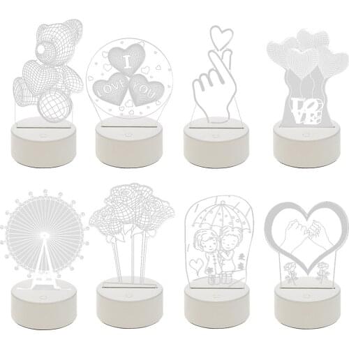 Sleeping Light Bedroom Bedside Table Lamp Acrylic 3D Romantic Love LED Bedside Desktop Night Light for Valentine Wife Gift