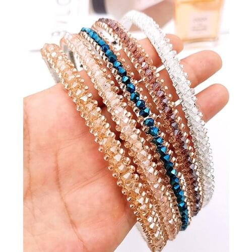 2020 New Classic Fashion Three Rows Color Headband Crystal Hairband Festival Hair Rhinestone for Women Girl Accessories Headwear