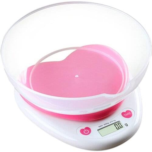 Heart-Shaped Portable Electronic Scale 5Kg 1G High Precision LCD Electronic Food Scale Kitchen Tool with Tray