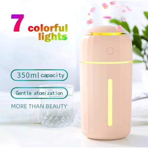 Portable Desktop Quiet Humidifier Wireless Cool Mist Humidifier with Diffuser 2 Spray Modes with 7-color Night Lights USB Charge