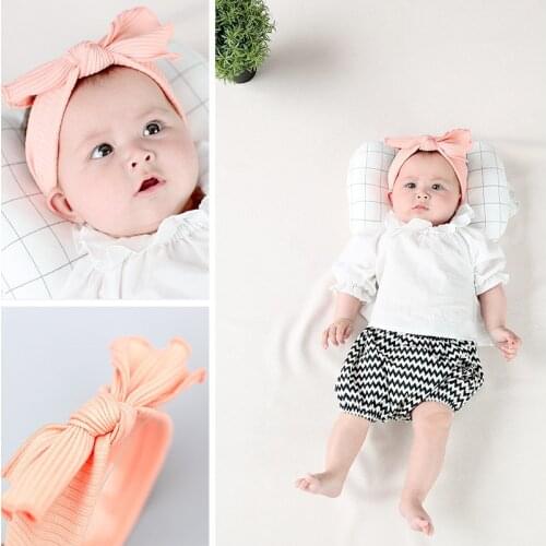 Big Bow Headband For Girls 2020 Solid Large Hair Bows Elastic Turban Head Wraps Kids Top Knot Hairband Hair Accessories
