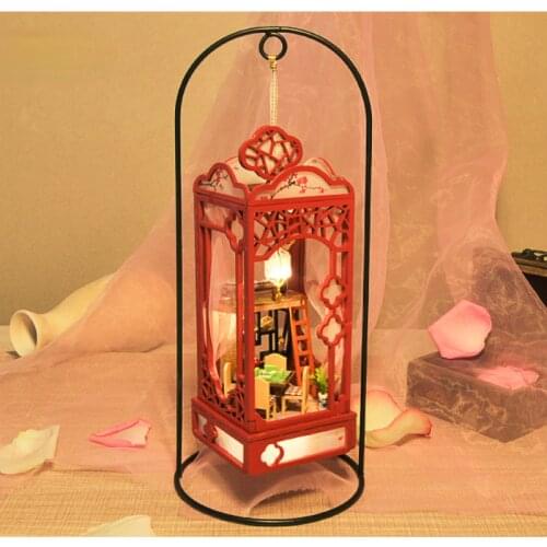 Retro Chinese Style DIY Cottage Hand Assembled Lantern Small House Model Multi Scene Toys Creative Birthday Gift